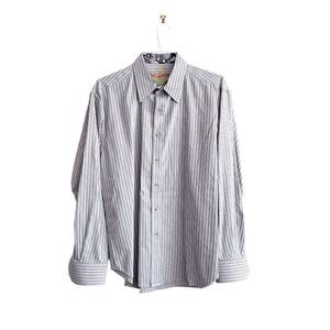 Robert Graham Mens Button Down Shirt Long Sleeve Stripes Light Blue Size XL